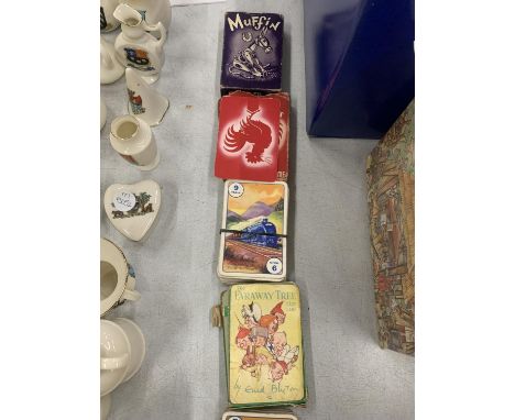 A QUANTITY OF CHILDREN'S VINTAGE PLAYING CARD GAMES TO INCLUDE MUFFIN, ENID BLYTON'S 'THE FARAWAY TREE', ETC 