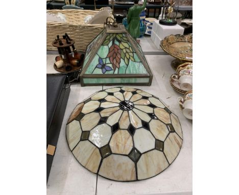 TWO TIFFANY STYLE CEILING LIGHT SHADES 