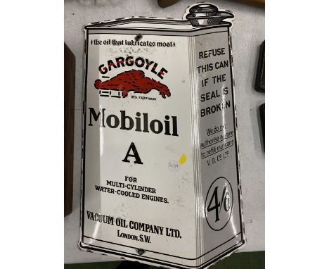 A VINTAGE GARGOYLE MOBILOIL ENAMEL SIGN, LENGTH 45CM 