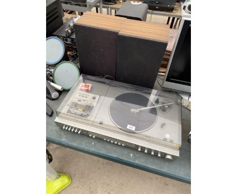 A PANASONIC BELT DRIVEN RECORD PLAYER AND A PAIR OF PANASONIC SPEAKERS 