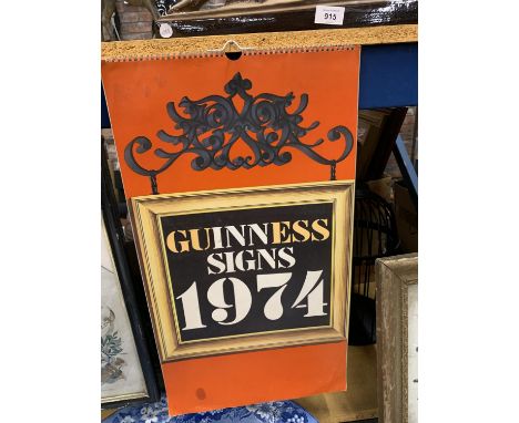 A VINTAGE 1974 GUINNESS SIGNS CALENDAR 