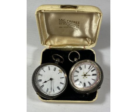 TWO VINTAGE .935 CONTINENTAL SILVER LADIES POCKET WATCHES 