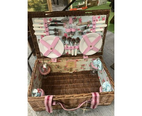 A 'JOULES' WICKER PICNIC HAMPER TO INCLUDE ACCESSORIES 