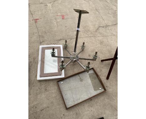 A TRAY, A MIRROR AND A LIGHT FITTING 