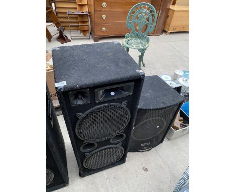 A LARGE OMNITRONIC SPEAKER AND A FURTHER SKYTEC SPEAKER 