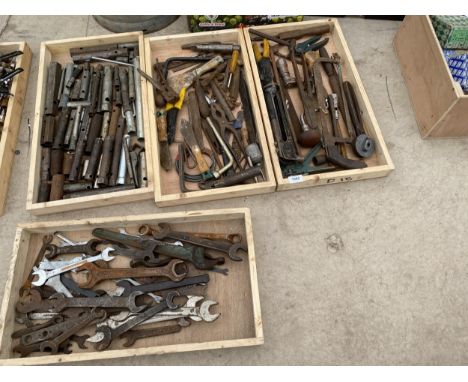 A LARGE QUANTITY OF TOOLS TO INCLUDE SPANNERS, PLIERS AND SOCKETS ETC 
