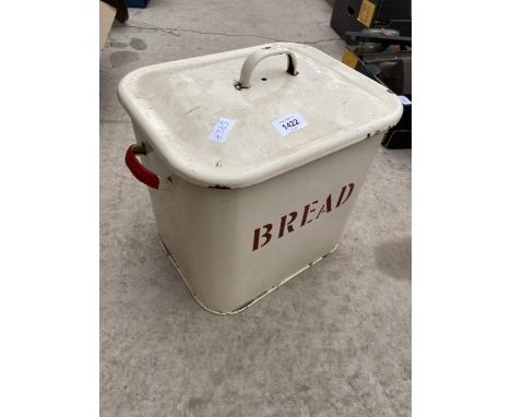 A CREAM ENAMEL BREAD BIN 
