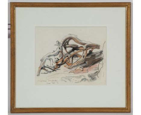 * JOHN BYRNE RSA,
DRIFTWOOD, ANSTRUTHER
pastel and charcoal, signed and titled to the front, dated Feb '91 to the label verso