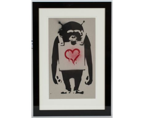 AFTER BANSKY,
MONKEY LOVE
coloured print
59cm x 24cm
Mounted, framed and under glass