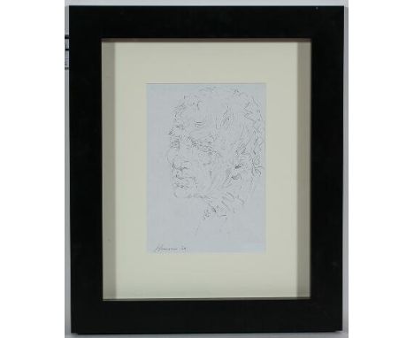 * PETER HOWSON OBE STUDY DONE WHILE MEETING A DANGEROUS PERSON pen on paper, signed and dated '09 28.5cm x 20cm Mounted, fram