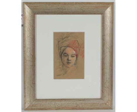 * ALEXANDRA (SANDIE) GARDNER, 
PORTRAIT OF LINN
pastel on paper
26cm x 17cm 
Mounted, framed and under glass
