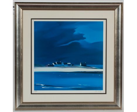 * PAM CARTER
THE ROW -  TIREE
coloured lithograph. signed in pencil and number 168/850
53cm x 53cm
Mounted, framed an dunder 