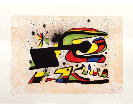 Joan Miró (Barcelona 1893 - Palma de Mallorca 1983). Gos i ocell. 1979. Farblithographie. 44 x 64 cm. Ungerahmt. R. u. mit Bl