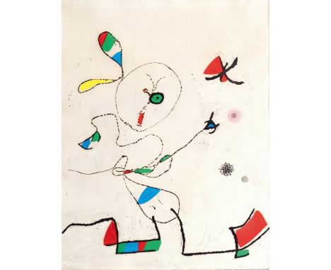 Joan Miró (Barcelona 1893 - Palma de Mallorca 1983). La chasse au papillon. 1975. Radierung, Farbaquatinta und Vernis Mou. 66