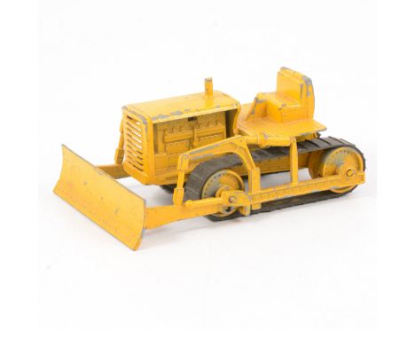 Moko Lesney large scale model Caterpillar bulldozer / tractor, yellow body, with cracks, 12cm length.