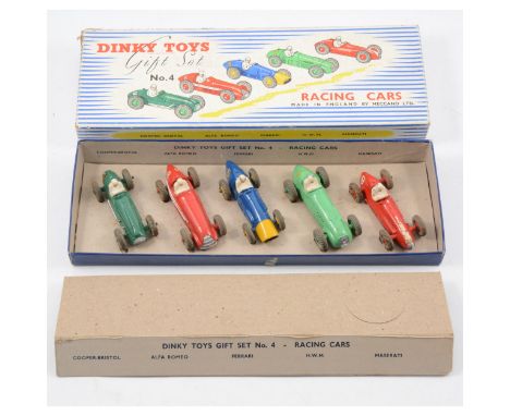 Dinky Toys die-cast model gift set no.4 Racing Cars, including Cooper-Bristol; Alfa Romeo; Ferrari; HWM; Maserati, in origina