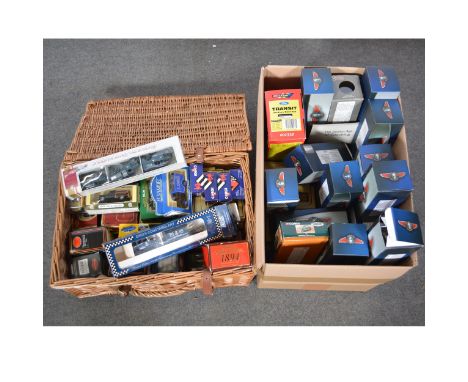 Collection of Die-cast models, including Matchbox, Exclusive First Edition buses; Vanguard, Corgi, Britains Transit van, all 