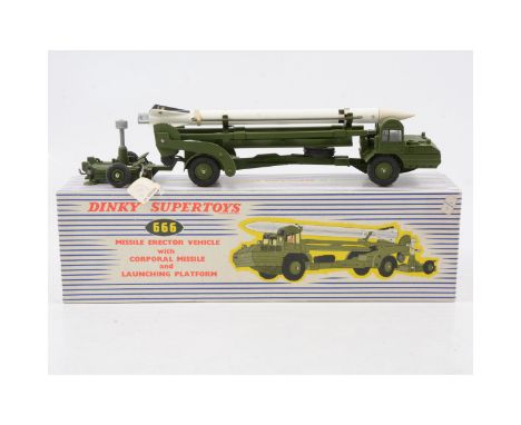 Dinky Toys die-cast model no.666 Missle Erector Vehicle with Corporal Missle and Launching Platform, boxed.