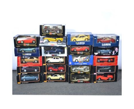 1:18 scale model cars; twenty-one including UT James Bond 007 BMW Z3 roadster; Revell Mercedes-Benz SL500;Ertl 1969 Shelby GT