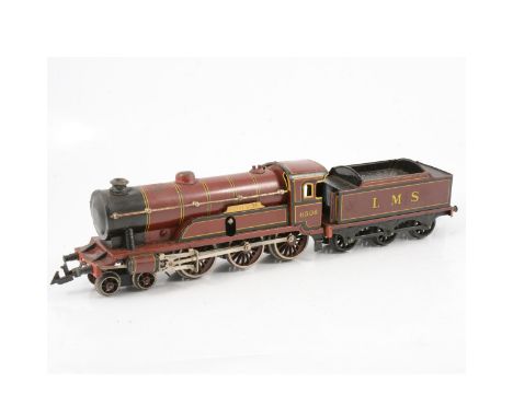 Bing Germany O gauge model railway clock-work locomotive; 4-6-0 LMS 'Royal Scot', 6508 with tender; anlong with a body shell 