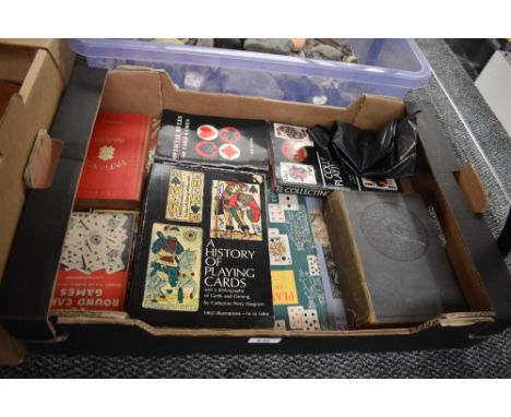 A box of vintage Playing Card Game Volumes, Official Rules, History, Collecting etc