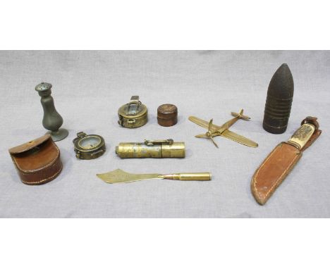 Two  pocket compasses, one by 'T.G.Co. Ltd,' the other by 'Short & Mason Ltd' together with a small travel inkwell and a numb