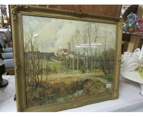 A framed and glazed litho print signed and dated 1949