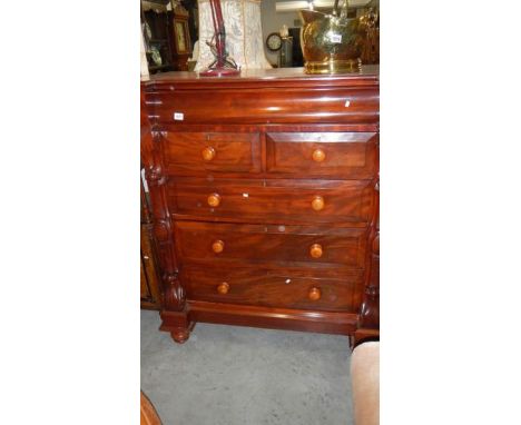 A Victorian mahogany 2 over 3 Scotch chest of drawers
