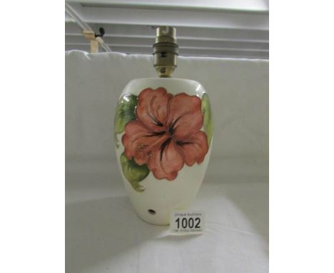 A Moorcroft table lamp base, unwired, 19cm tall