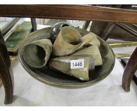 A large bowl, ceramic tumblers etc