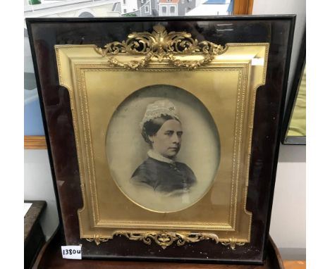 A Victorian gilt framed photo portrait in box glazed frame