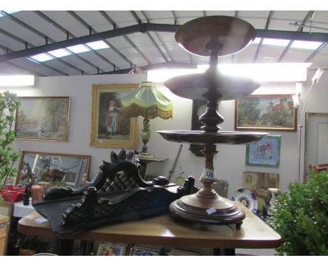 3 tier wooden fruit stand and a clock bracket