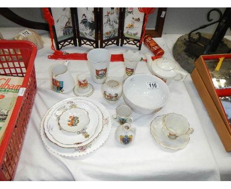 A collection of crested china including Arcadian, Grafton, Carlton etc and Edward VII coronation ware
