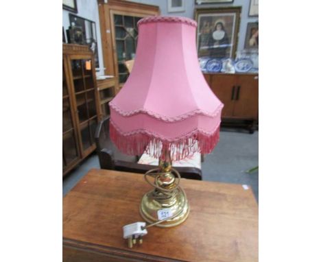 A brass table lamp