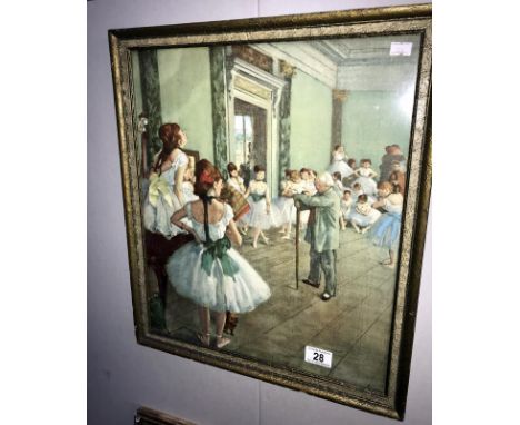 A framed and glazed print of a ballet class