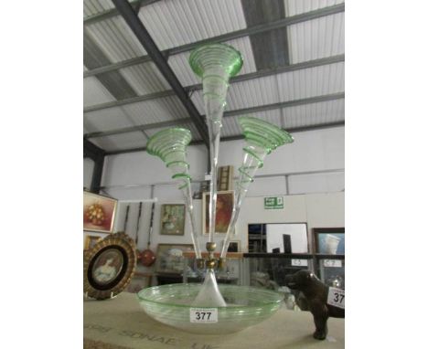 A 3 trumpet glass epergne