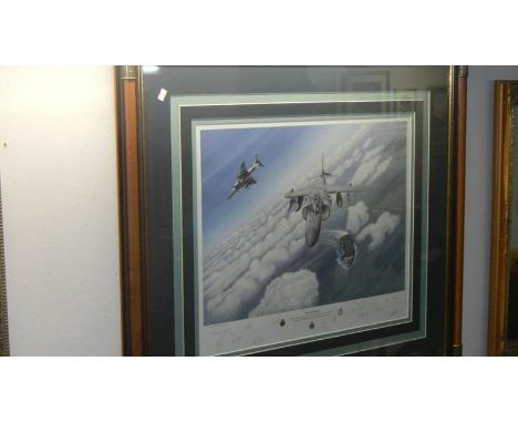 A framed and glazed aeronautical print with signatures entitled 'Ark's Angels'