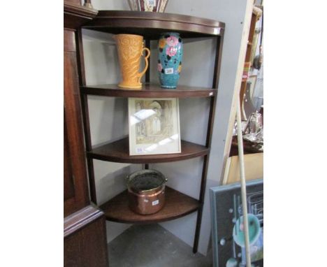 A mahogany 4 shelf corner what not