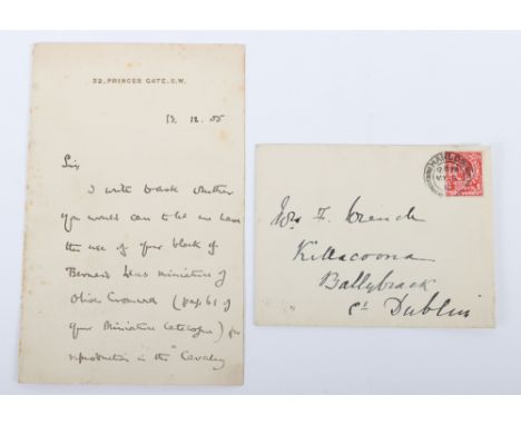 Major-General Robert Baden Powell Autographed Letter, complete with original envelope. Letter on  headed notepaper dated 1905