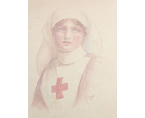 Exceptional First World War Nurse's Autograph Album, kept by Nurse Helen M Dryerre. A particular well executed watercolour? o
