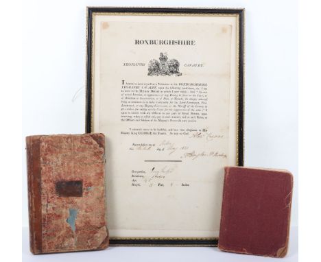 An original Enlistment Oath for the Roxburghshire Yeomanry Cavalry, printed and completed in ink, attesting “Alexr.Crease, of