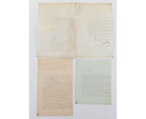 Three letters sent to Marshal Soult in 1813 and 1814 (2). The first a 3 page letter on 11 Division headed stationary  from  t