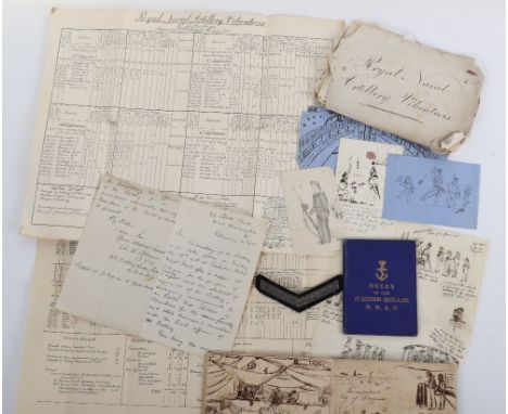 Royal Navy Artillery Volunteers, 1870-1890, Papers and Very Well Executing Drawings Some on Board Ship. Property of Arthur Di