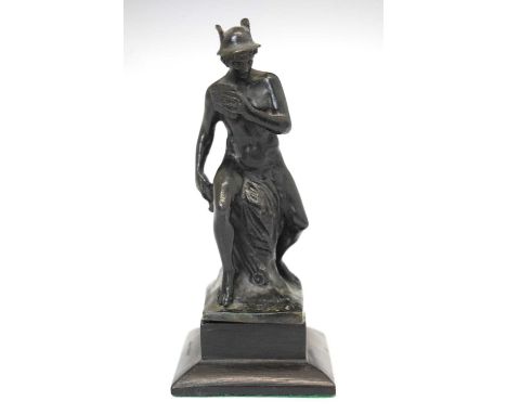 'Grand Tour' bronze of Mercury with pan pipes, on wooden mount, 15cm high