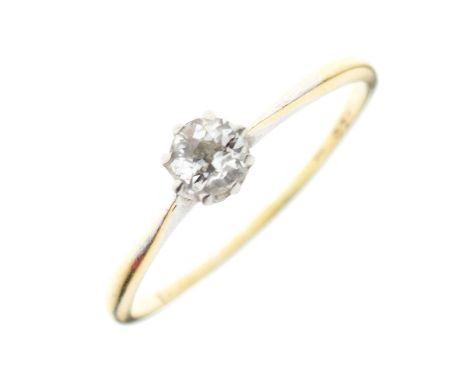 Single stone old cut diamond ring, the yellow metal shank indistinctly stamped, size Q approx, 1.6g gross approx