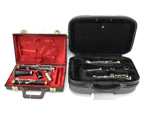 Cased Evette Buffet Crampton clarinet, together with a cased Bosey &amp; Hawke Regent clarinet, and two Lindo empty cases