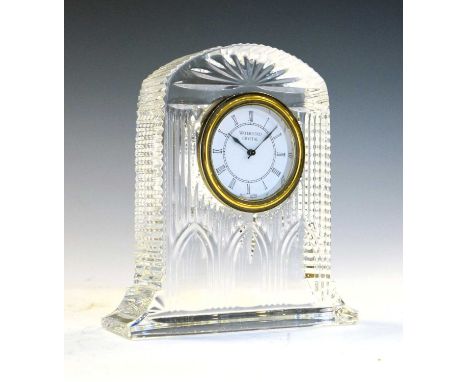 Waterford Crystal - Large mantel clock with white Roman dial, 16cm x 18cm high