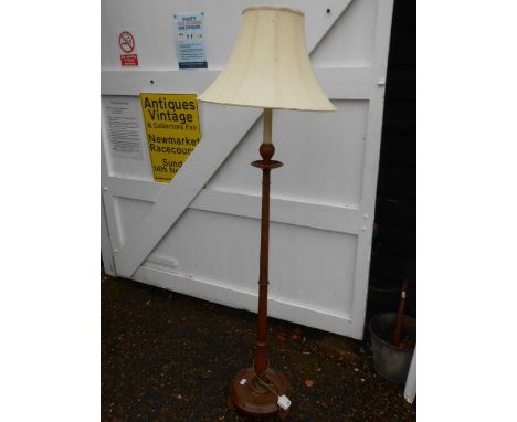 Wooden floor lamp with shade