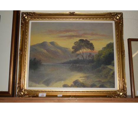 WATERCOLOUR ON BOARD OF A MOUNTAIN SCENE SIGNED R H J LOWER LEFT, DATE 1927