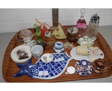 CERAMIC ITEMS, SOME MUSTARDS INCLUDING A DOULTON COLMAN'S MUSTARD POT AND POT WITH SILVER METAL MOUNTS, CERAMIC TAPER STICK E